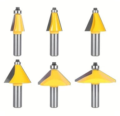 6pcs Multi-angle Chamfered Router Bit Kit -Bevel Tool For Wood Edge Joinery Bevel Joints And Cabinet Interiors ﻿ ﻿