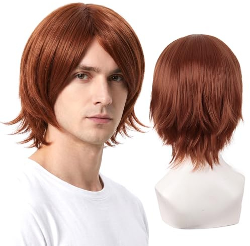 MLPKOI Cosplay Wig Unisex Peluca Cosplay Anime Corta, Corto Layered Pelucas, peluca universal para disfraz de anime y cosplay, perfecta para fiestas, Cosplay Diario Uso, festivales y Halloween