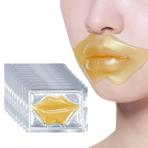 QOMJUFA 10 St Lippenmaske Pads,Kollagen Kristall Lippenmasken Set,Feuchtigkeitsspendende pflegende Lippenpflaster,Anti-Falten Anti-Aging Hydratisierende,Verbesserung der Hautpflege