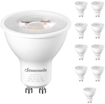 DEWENWILS 10-Pack GU10 LED Bulb Dimmable, 5000K Daylight GU10 Bulb Replacement for Track Lighting, 500LM, 7W(50W Equivalent) LED Light Bulb for Kitchen, Range Hood, Living Room, Bedroom