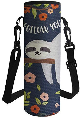 UOIMAG Wasserflaschenträger mit lustigem Faultier-Motiv, Neopren, isoliert, für Kinder, Teenager, Erwachsene, Größe L, 1 l