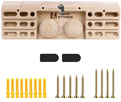 TWO STONES Wooden Hangboard Rock Climbing Pull Up Bar Designed Training for Climbing, Wooden Fingerboard Climbing Training Board for Building Core Strength and Endurance (CJ-HB2051)