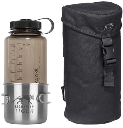 TACWRK Tasmanian Tiger TT Porte-bouteille isotherme avec système Molle, porte-bouteille et gourde à col large Nalgene TT Handle Mug 500, noir