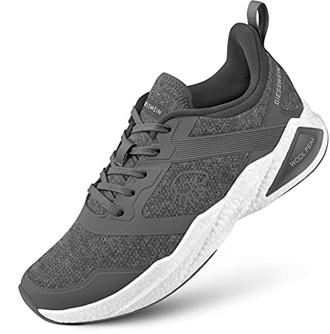 Giesswein Wool Peak Men Gris 43 - Chaussures de Course en mérinos pour Hommes, Chaussures de Sport ultralégères avec Boost énergétique
