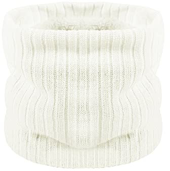 HGDGears Fleece Halswärmer Winddicht Thermo Gestrickt Schlauchschal für Herren Damen Dicker Winter Kaltes Wetter Gestrickter Kreis Schal für Outdoor Sport (Weiß)