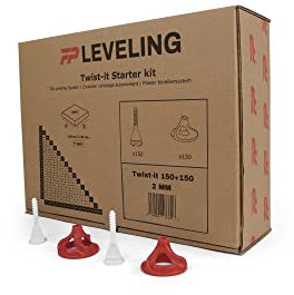 Flat-Pro® Croisillon autonivelant 2 mm - TWIST-IT kit 150 croisillons + 150 cadrans - 3 à 22 mm épaisseur - Système de nivellement carrelage