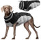 Kuoser Hundejacke Hundemantel für Große Hunde Winterweste Wasserdicht Hunde Wintermantel Jacke Winter Hunde Mantel Mit Geschirr Warme Winterjacke Hundepullover Haustier Skifahren Kostüm Schwarz, XL