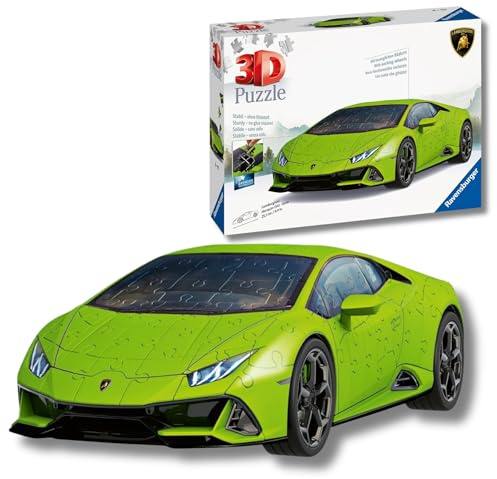 Ravensburger - Puzzle 3d Lamborghini Verde | Puzzle 3d Per Adulti E Bambini A Partire Dagli 8 Anni | Modellismo Da Costruire Adulti Di 156 Pezzi | Regalo Bambino 8 Anni E Più