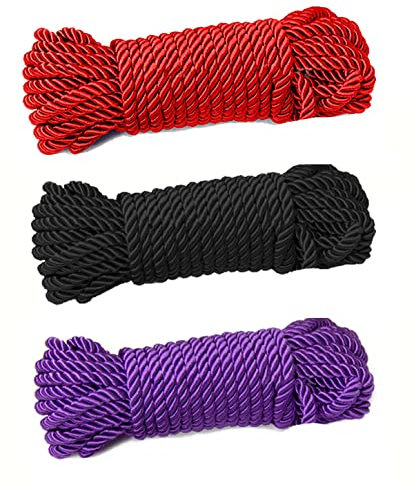 CRAFTCURL Corda intrecciata in poliestere, altamente resistente e leggera, corda intrecciata solida, multiuso, adatta per campeggio, carico, legare e altalena, (10 metri) (nero, rosso e viola)