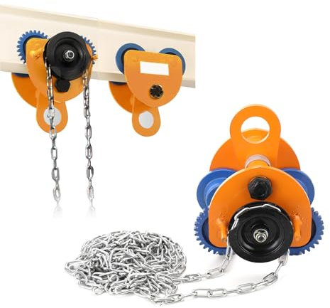 Rollfahrwerk Hebelzug 3m Kettenlänge 2500 kg Flanschbereich 80-168 mm 2500 kg Tragkraft//strapazierfähige Lastbremse/Freilauffunktion/Flaschenzug