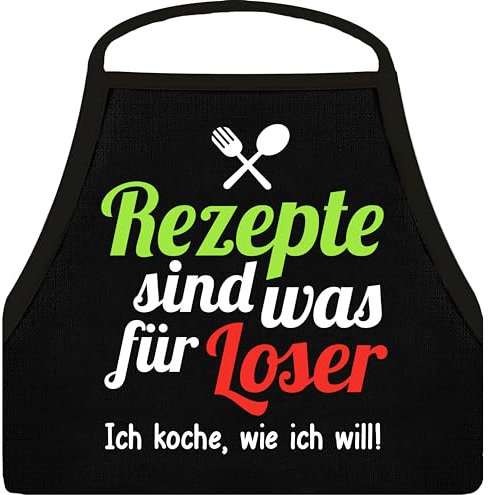 Shirtoo Lustige Kochschürze für Frauen und Männer als Geschenkidee für Hobby-Köche mit Humor - Küchenschürze mit lustigem Motiv Rezepte sind was für Loser