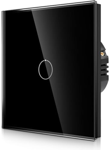 CNBINGO Touch Wechselschalter unterputz in Schwarz - einfach Lichtschalter mit Status-LED und Glas Panel - 1 Fach Wandschalter - Paar nur mit diese Serie Wechselschalter