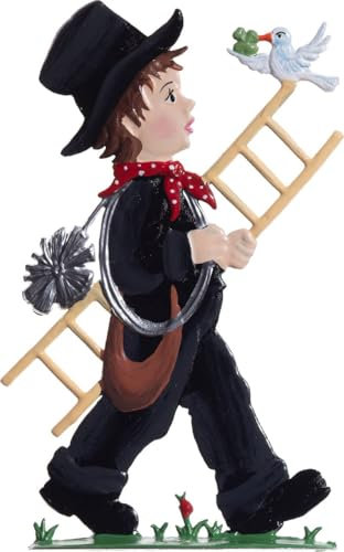 Wilhelm Schweizer Figur aus Zinnlegierung Schornsteinfegerkind mit weißer Taube