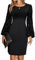 Hanaoops Women Bodycon Mini Dress Sexy Sequin Long Sleeve Dresses Elegant Crew Neck Short Dress Slim Fit Stretchy Wrap Cocktail Dresses Evening Party Club Dress Black