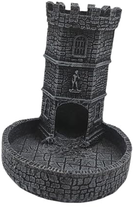 JISADER Torre de Dados de Castillo con Bandeja para Tallado de Pared, Bandeja para Tirar Dados, decoración de Mesa, Juego de rol de Mesa Aleatorio de Resina, Gris Oscuro