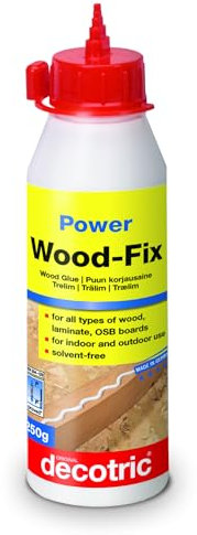 Power Wood-Fix: Waterproof Wood Glue for Indoor & Outdoor Use, Strong Bonding Strength, Solvent-Free, Ideal for Solid Wood, Parquet, Laminate, OSB & Particle Boards, 250 g – decotric