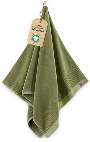 ZWOLTEX - Duschtuch 70x140, Ultra Weich & Saugfähig 600 g/m², 100% Bio Baumwolle GOTS Zertifizert, ÖKO-TEX, Handtücher Grün, Porto Collection - 1 Stück