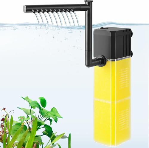 FEDOUR 8W 16W Filtro Sumergible para Acuario, Silencioso Filtro Interno para Pecera Filtro Multifuncional para Peceras, Potencia Filtro de Acuario para Pecera de 10-300L
