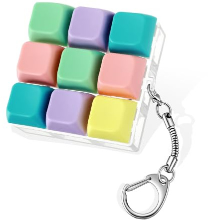 Matwsec Fidget-tangentbord nyckelring, tangentbord Fidget Toys, 9 knappar | Färgglatt tangentbord Fidget, clicker leksak för män och kvinnor, stressminskning och tidsfördriv