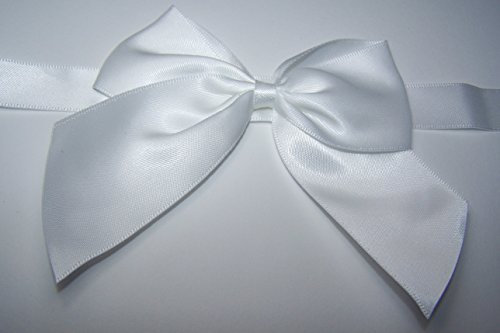 2 schöne weiße Selbstklebende Geschenkschleife mit 40 cm langem Befestigungsband, Schleife Macht Ihr Geschenk zum Hingucker