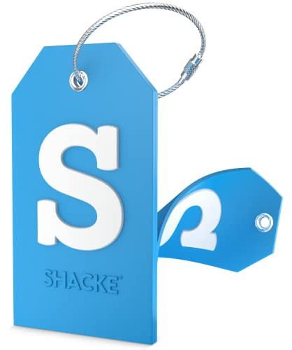 Shacke Initial Luggage Tag with Full Privacy Cover and Stainless Steel Loop - Aqua Teal (Letter S)