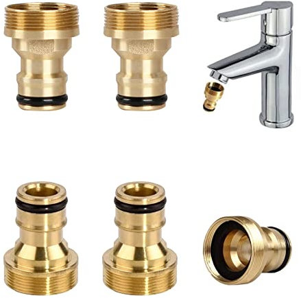 5PCS Hahnverbinder Messing,OSUTER Schlauchanschluss Wasserhahn mit Außengewinde Wasserhahnanschluss Set Universal Hahnanschluss für Garten Küche Wasserhahn