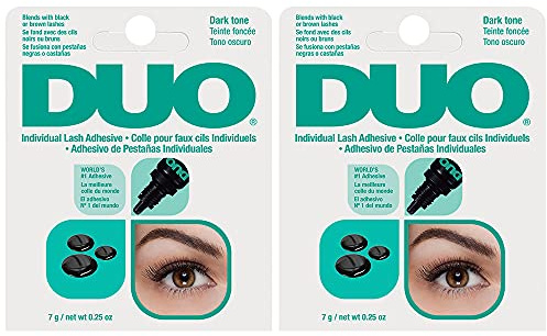 DUO Individual Lash Adhesive - Dark, Long-Lasting Lash Glue for Individual Lashes and Eyelash Clusters, 0.25 oz, 2 Pack