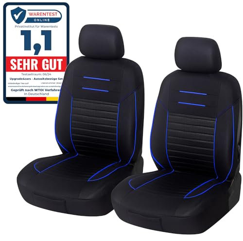 upgrade4cars Housses de Siège de Voiture Avant Universelle Noir Bleu | Housse de Sieges Auto Universel pour Conducteur et Passager