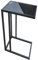 Yorkshire Homeware C Shaped End Table Metal Frame Tempered Glass Top Sofa Side Table, Overbed Snack Coffee Table Laptop Desk for Living Room, Bedroom and Office (Black Glass)