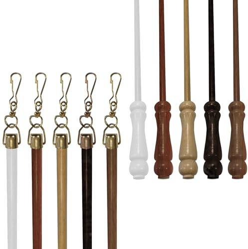 TENDEEVOLUTION Asta Tiratenda in Legno da 125 cm Disponibile in svariati colori. Bastone Tiratenda Resistente, Apritenda Rigido, Accessori per Tende da Interno (Bianco)