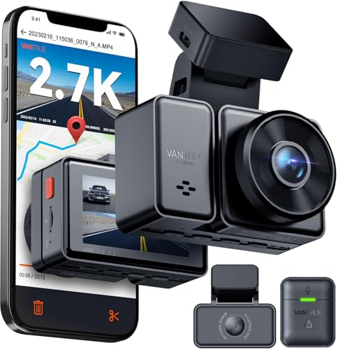 VANTRUE E2 Dash Cam Front and Rear 2.7K+2.7K, 5G WiFi GPS Dashcam for Cars Voice Control, Car Camera 160 Wide Angle, WDR, Night Vision, 24H Buffered Parking Mode G-Sensor, Support 512GB Max