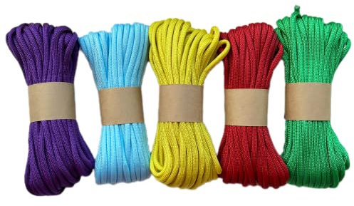 EdcX Paracord 550 Set (6x5m und 5x10m) | Ideal zum Basteln, Camping, Outdoor | 100% Nylonseil 4 mm| Taktische Schnur 550 Typ III - Summer Set (5x10m)