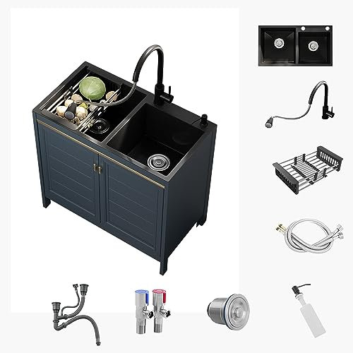 Spüle mit Unterschrank,Waschbecken Küche,Spültisch,Spülbecken Edelstahl,küchenspüle,Camping Waschbecken,Spülenschrank,Ausgussbecken,mit Wasserhahn Ausziehbar Und Armatur,für Campingküche,Outdoor Küche