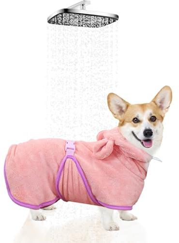 WUFANC accappatoio per cani e gatti, con cappuccio, super assorbente e ad asciugatura rapida, per tutti i gatti e i cani, asciugamano morbido rosa, cinque misure (XS)