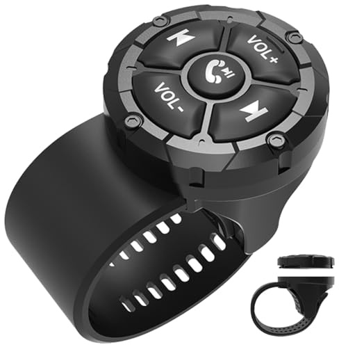 Pulsante multimediale telecomando per auto bici moto barca IP67 impermeabile universale Bluetooth staccabile wireless controllo del volante per auto compatibile for iPhone e smartphone Android Nero