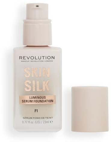 Makeup Revolution, Skin Silk Serum Foundation, Light to Medium Coverage, Contains Hyaluronic Acid, F1, 23ml