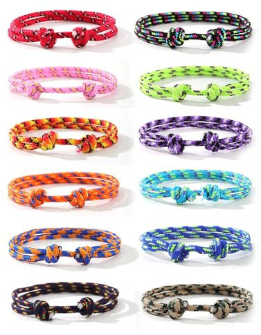 Lucktao 4PCS Pulsera Boho Surfer,Pulseras Surf con Cordón de Cuerda Marina,Pulsera Paracord Colorida,Accesorios para Fiestas y de Playa,Ajustable,Pulseras Trenzadas Náuticas para Hombre Mujer