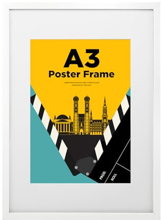 Egofine Bilderrahmen A3, Holzrahmen Rahmen A3 mit Acrylglas Passepartout für Fotos DIN A4,Zertifikatsrahmen für Wandmontage,29.7 x 42 cm Posterrahmen für Portrait,Zuhause, Büro,Weiß