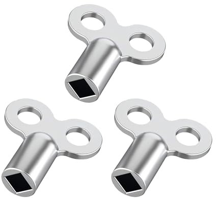 ONEBOOM 3 Pcs Quadrat Entlüftungsschlüssel,Stabiler Heizungsentlüftungsschlüssel,Heizkörper Entlüftungsschlüssel,Heizungsschlüssel für Alle Heizungen/Radiatoren-Silber