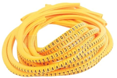 LYHYDMA kabelmärkning, kabelmärkning, etikett, trådmärkare, nummer, 0 till 9 kabelstorlek 1,5 kvm, blandning, färgad PVC-kabelmarkörer, isoleringsmarkör, EC-0 1000 st (EC-0-1000 st.-gul)