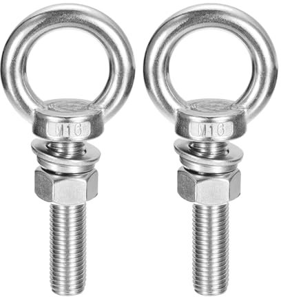 QUARKZMAN Bullone ad Occhiello di Sollevamento, 2 Set M16 x 70mm Bullone ad Occhiello con Dado Rondella Acciaio Inossidabile 304 Anello Sollevamento a Spalla per Appendere Oggetti