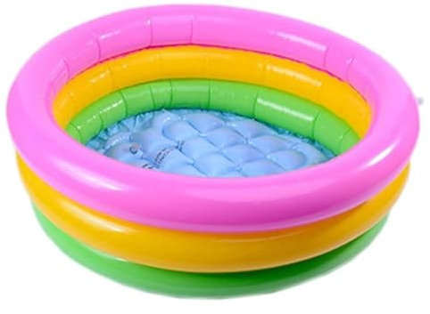 Piscinetta Gonfiabile per Bambini a 3 Anelli per Uso Interno ed Esterno con Tre Valvole di Gonfiaggio, Colorato (86 x 25 cm)