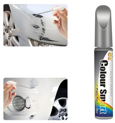 CGEAMDY 1Pc/12ml Stylo de Retouche, Rayures Réparation De Peinture Auto, Pinceau Réparation Voiture, Entretien de Peinture Automobile, Anti Rayure pour Carrosserie Moto Voiture Vélo (Argent)