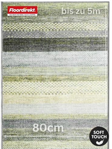 Floordirekt Matta, löpare för kök, hall och vardagsrum – löpare på mått – metervara – hallmatta – kökslöpare – vardagsrumsmatta (80 x 450 cm, Naxos – grå-antracit)