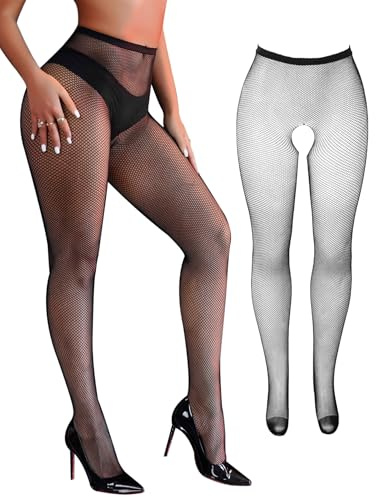 ohyeahlady Collant A Rete Nere Donna Collant Microrete Taglie Forti XS-5XL | Collant Rete Danza Eleganti,Calze A Rete Curvy,Vita Alta,Calzamaglie,Alta Elasticità,Stockings,40-120kg,In Scatola