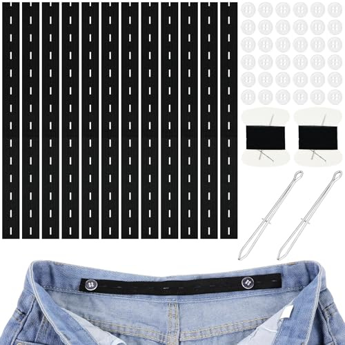 JAXICREY 12 Stück Hosenbund Enger Machen, Hosen Enger Machen Clip Kinder Taillenspanner Verstellbarer Hosenknopf Hosen Verkleinern Clip Hosenversteller Elastisch für Jeans Rock Damen Herren