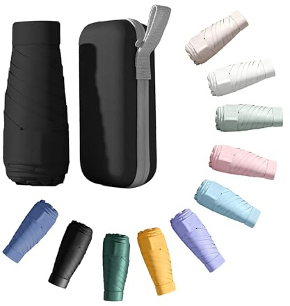 CBHTMY Paraguas colorido, paraguas pequeño, paraguas de bolsillo, mini paraguas de bolsillo, adecuado para festivales y regalos de cumpleaños. (Negro)