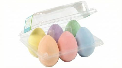 Ameisenkeks Set di 6 gessetti colorati per pittura stradale a forma di uovo, non tossici per bambini, ideali per Pasqua, primavera ed esterni, Ø 4,5 x 6,5 cm, 6 colori