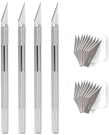 Juego de cuchillos de precisión con 4 bisturíes y 20 cuchillas de repuesto, cuchillos para manualidades para modelismo, proyectos de arte DIY y trabajos de corte delicados, cuchillo de hobby