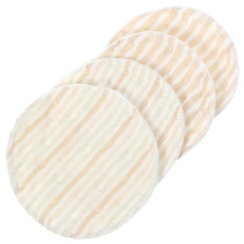 Washable Cotton Breast Pads for Women, 4pcs Beige Nursing Pads | Absorbent Curved Fit, Gentle Skin Comfort, Outdoor Carry in Handbag, New Mothers Everyday Feeding Support